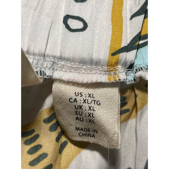 Happily Grey Tropical Print Wide Leg Pants Womens XL Flowy Lightweight Polyester - Picture 6 of 8